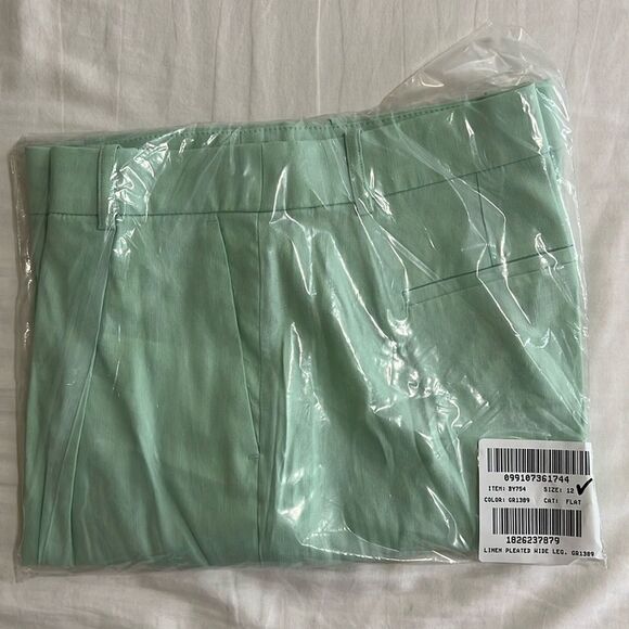 J. Crew Linen-blend wide-leg pleated trouser pant Size 12 - Picture 13 of 14